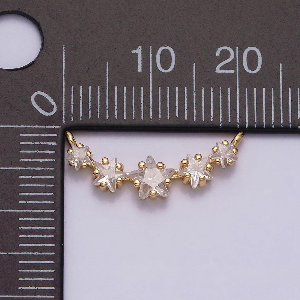 16K Gold Filled Multiple Celestial Star Charm Connector Clear CZ Lined in Gold & Silver | G-907 G-908 - DLUXCA