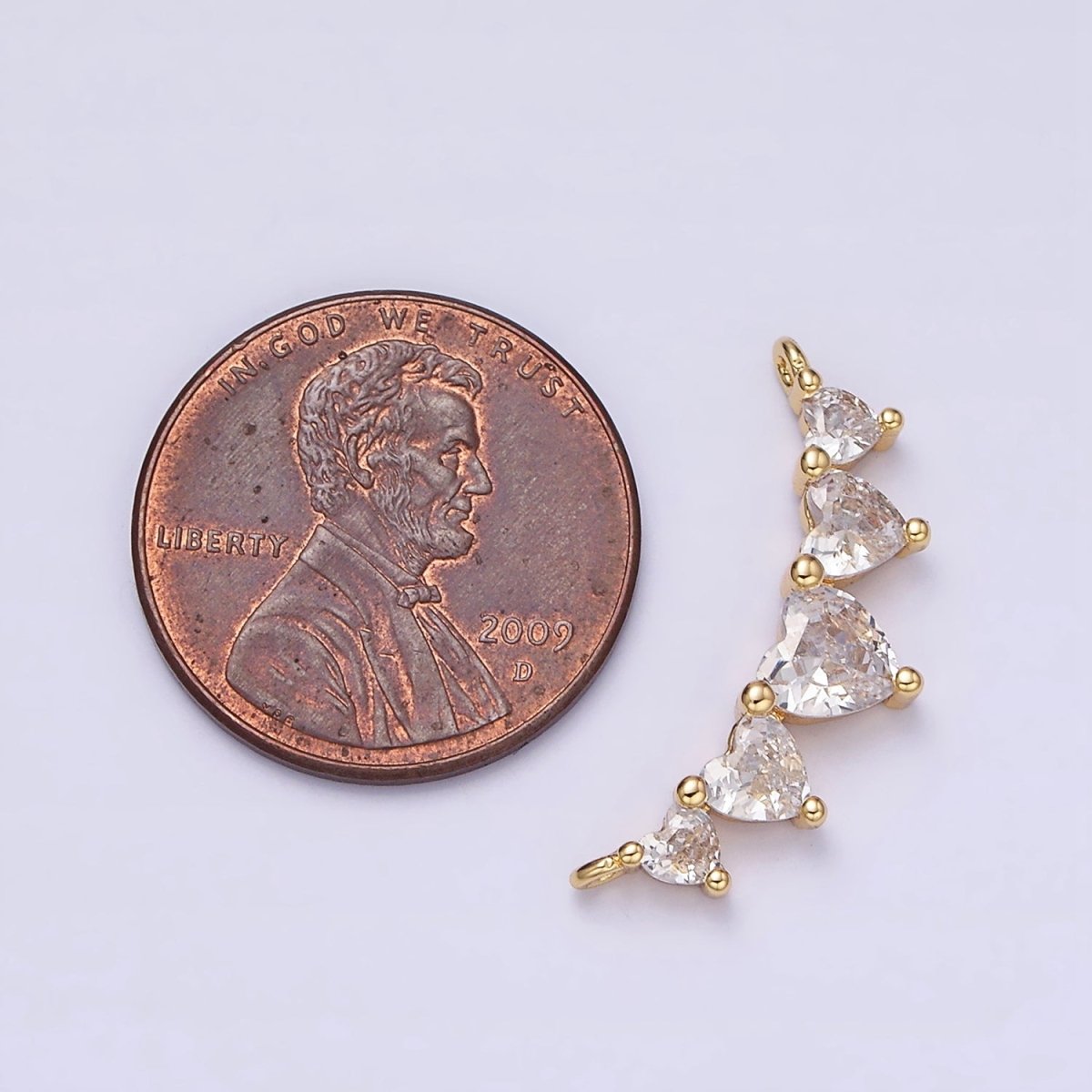 16K Gold Filled Multiple Heart Clear CZ Lined in Gold & Silver | AA1055 AA1056 - DLUXCA