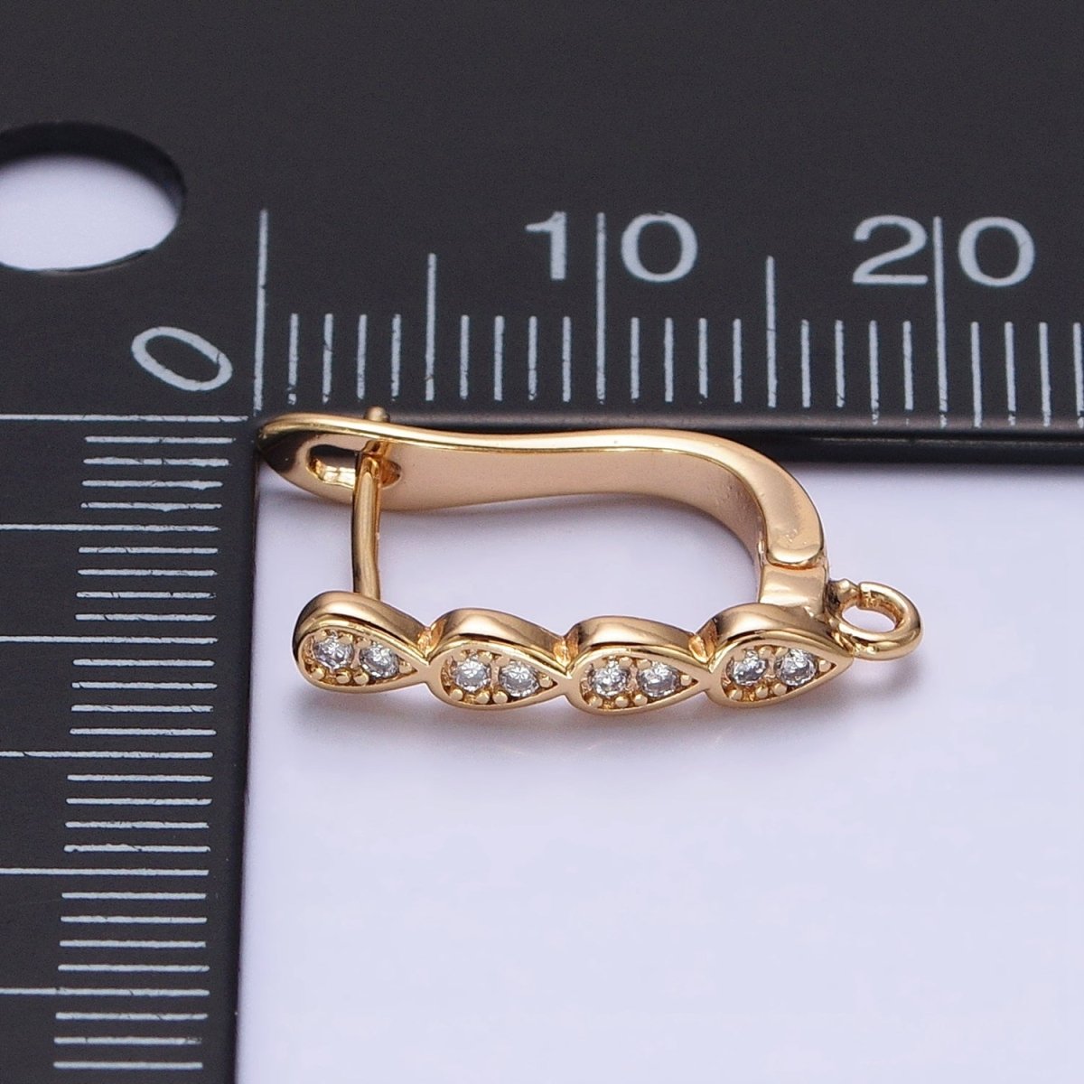 16K Gold Filled Multiple Teardrop Micro Paved English Lock Earrings Supply in Gold & Silver | Z-229 Z-230 - DLUXCA