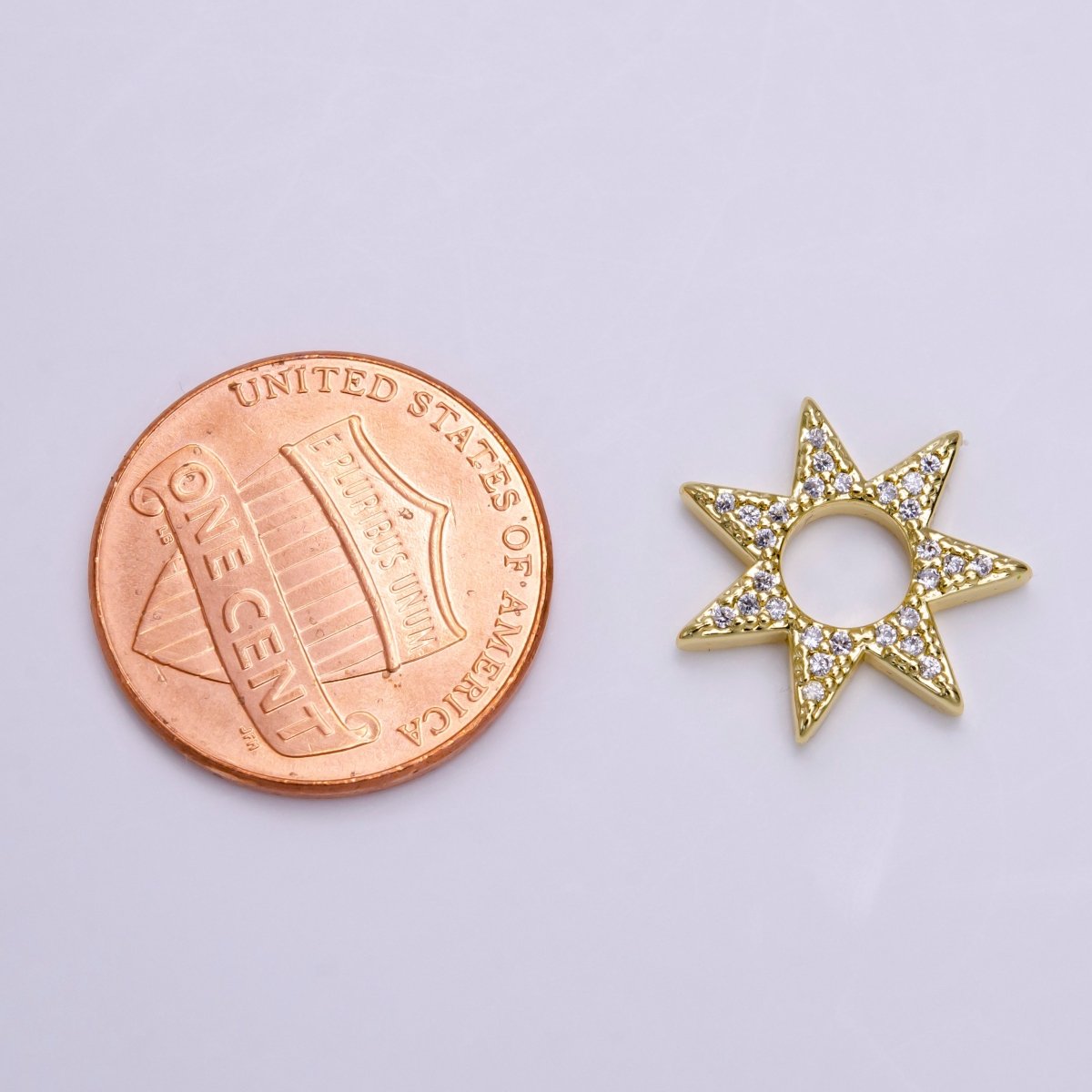 16K Gold Filled Open Micro Paved CZ Celestial Star Open Charm Jewelry Making Supply | Z-931 - DLUXCA