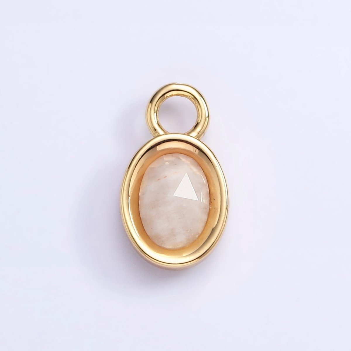 16K Gold Filled Oval Multifaceted Natural Gemstone Personalized Add-On Charm | AC1479 - AC1491 - DLUXCA