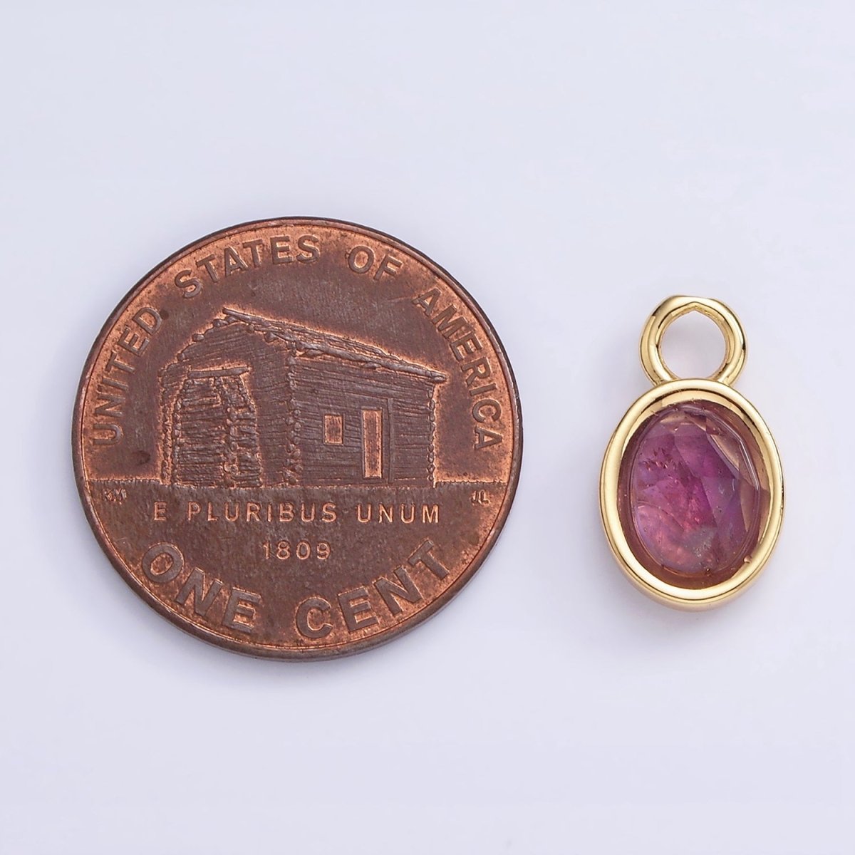 16K Gold Filled Oval Multifaceted Natural Gemstone Personalized Add-On Charm | AC1479 - AC1491 - DLUXCA