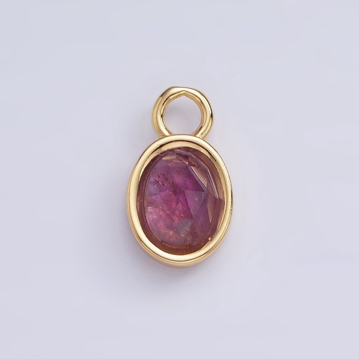 16K Gold Filled Oval Multifaceted Natural Gemstone Personalized Add-On Charm | AC1479 - AC1491 - DLUXCA