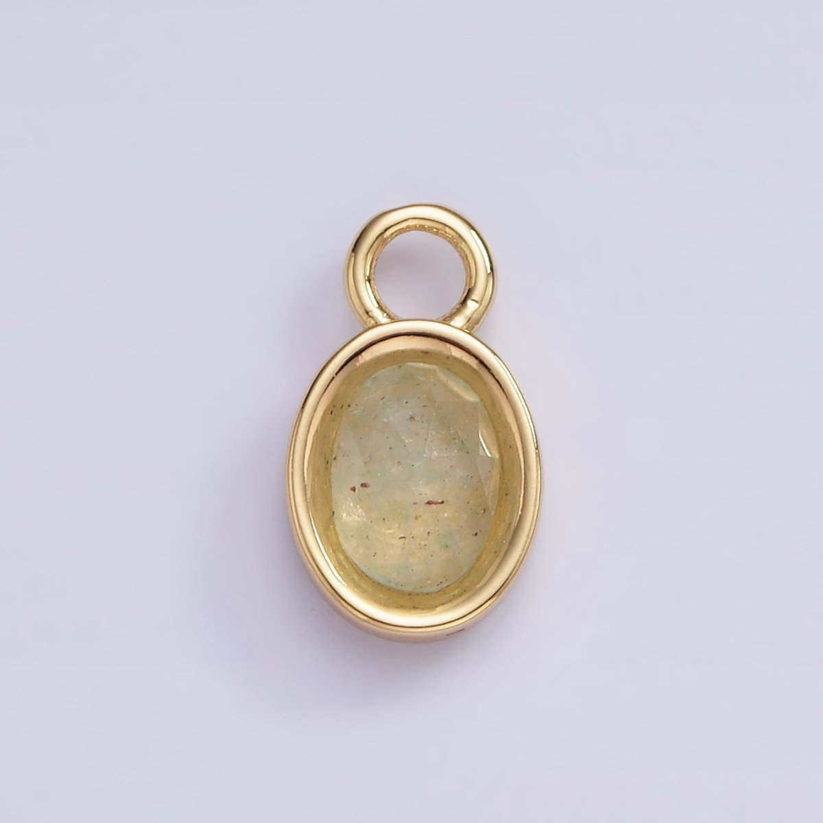 16K Gold Filled Oval Multifaceted Natural Gemstone Personalized Add-On Charm | AC1479 - AC1491 - DLUXCA