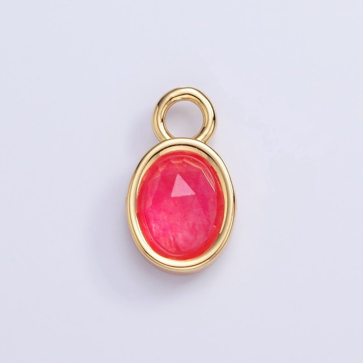 16K Gold Filled Oval Multifaceted Natural Gemstone Personalized Add-On Charm | AC1479 - AC1491 - DLUXCA