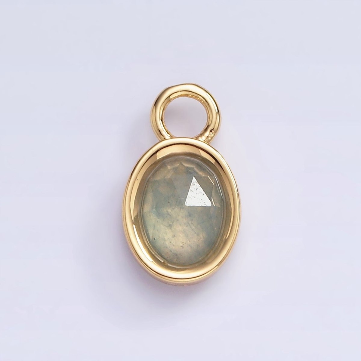 16K Gold Filled Oval Multifaceted Natural Gemstone Personalized Add-On Charm | AC1479 - AC1491 - DLUXCA