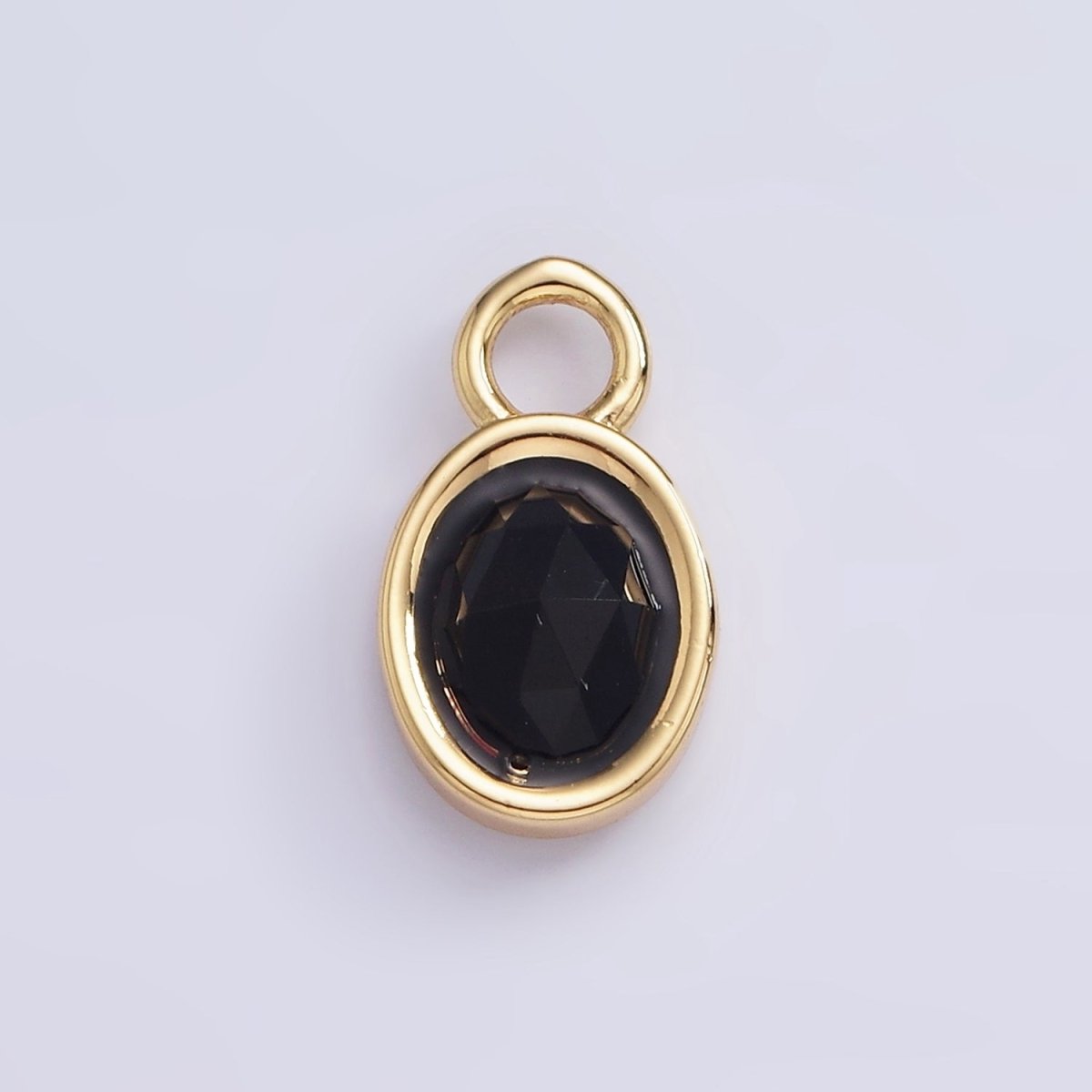 16K Gold Filled Oval Multifaceted Natural Gemstone Personalized Add-On Charm | AC1479 - AC1491 - DLUXCA
