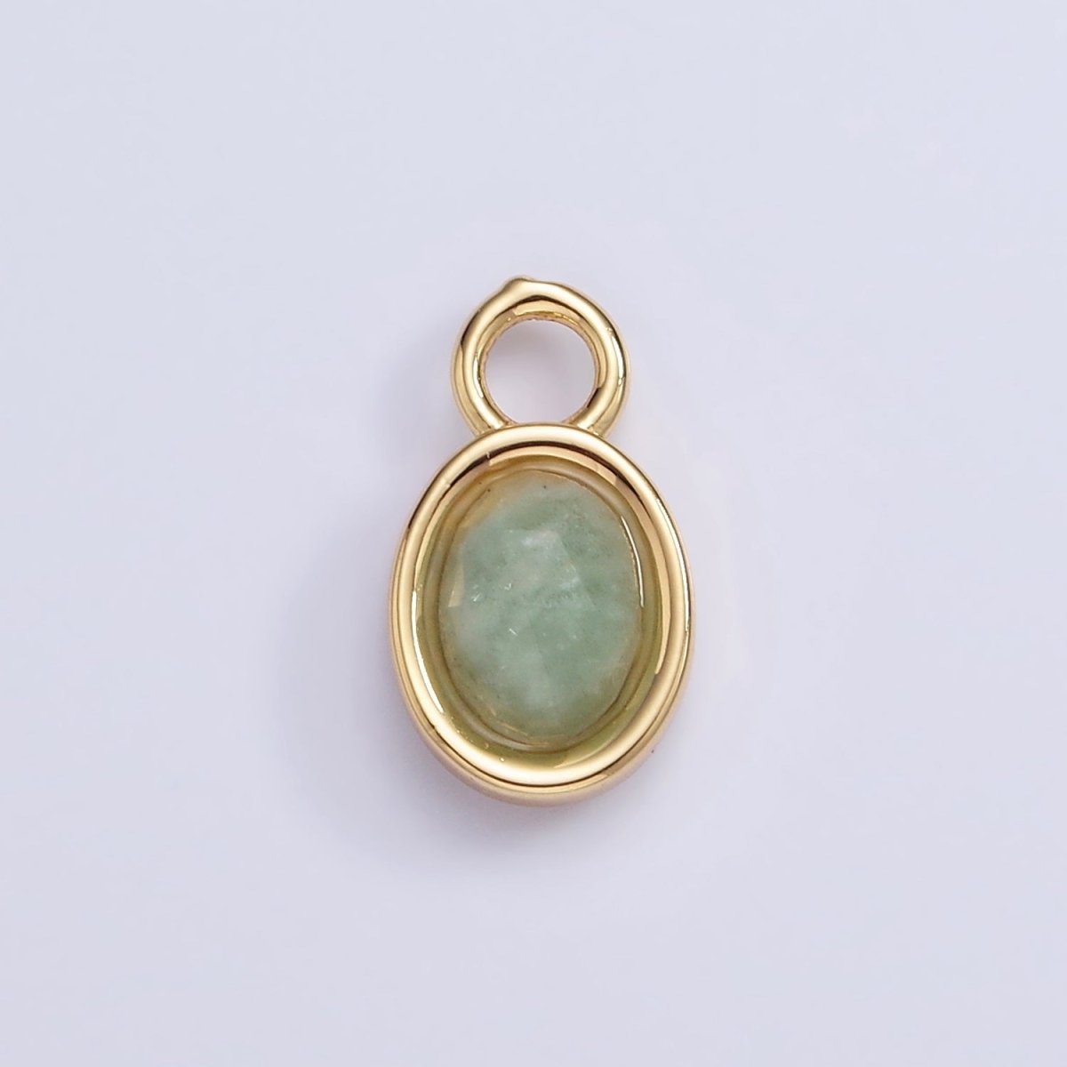 16K Gold Filled Oval Multifaceted Natural Gemstone Personalized Add-On Charm | AC1479 - AC1491 - DLUXCA