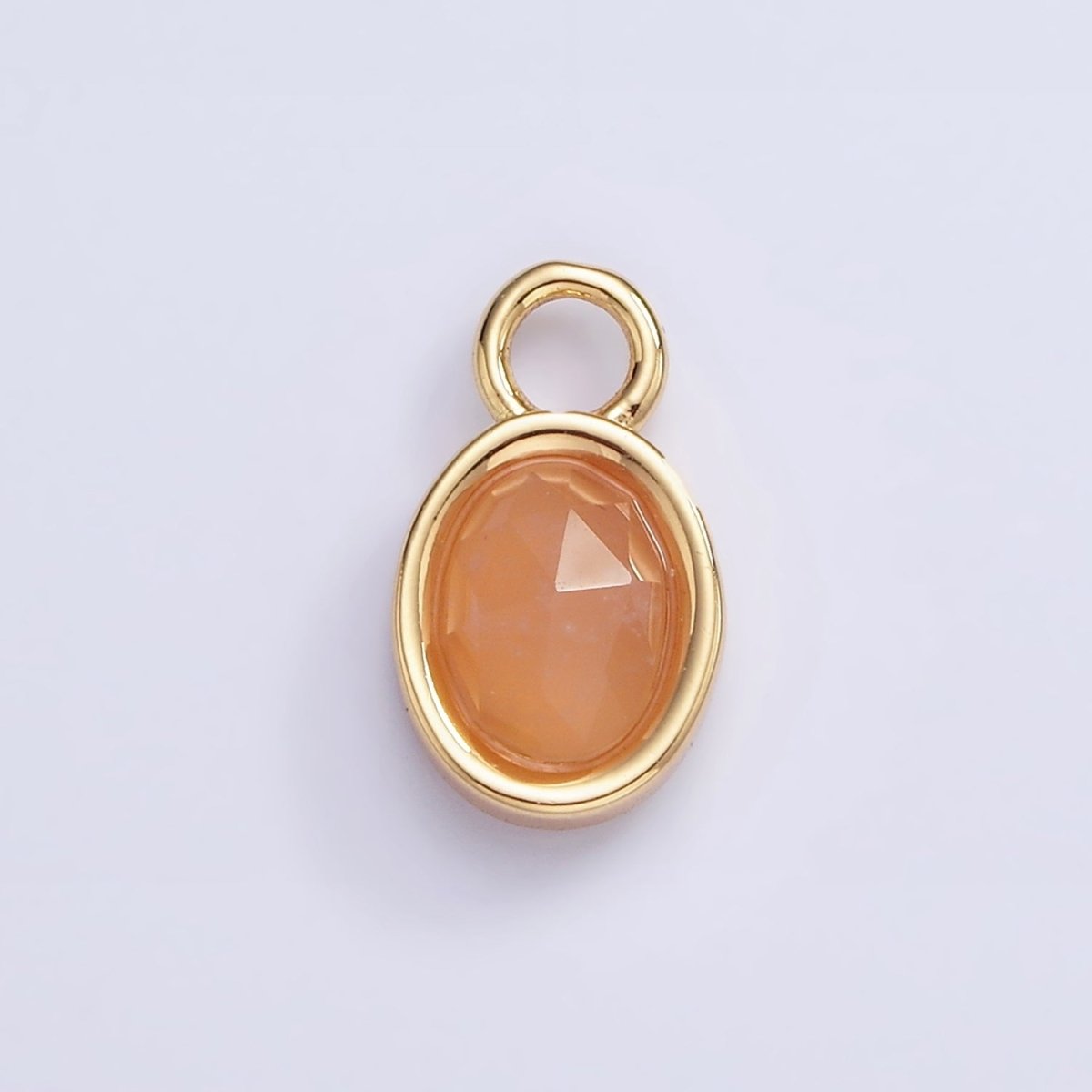 16K Gold Filled Oval Multifaceted Natural Gemstone Personalized Add-On Charm | AC1479 - AC1491 - DLUXCA