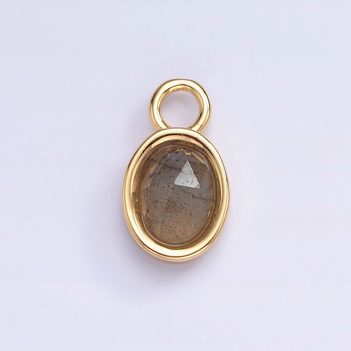 16K Gold Filled Oval Multifaceted Natural Gemstone Personalized Add-On Charm | AC1479 - AC1491 - DLUXCA