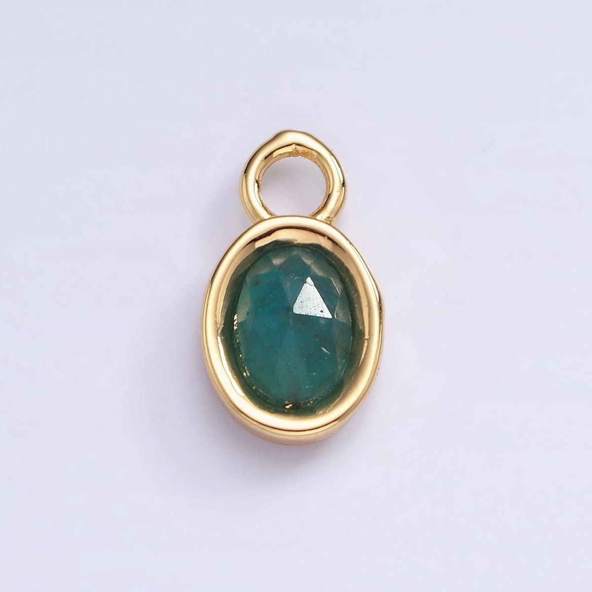 16K Gold Filled Oval Multifaceted Natural Gemstone Personalized Add-On Charm | AC1479 - AC1491 - DLUXCA