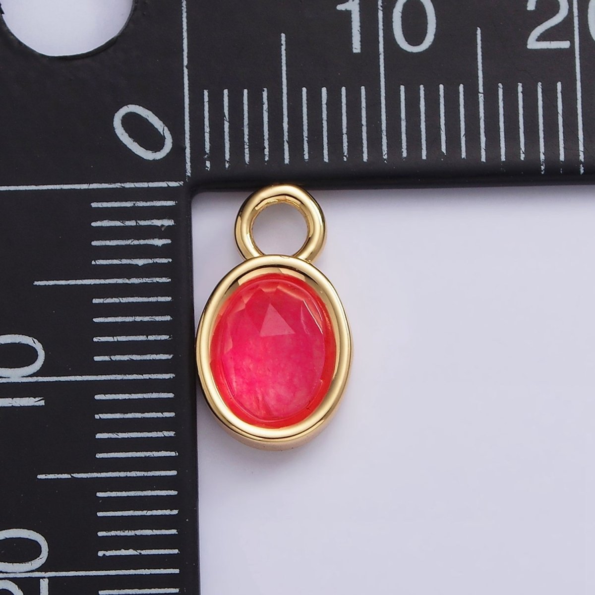 16K Gold Filled Oval Multifaceted Natural Gemstone Personalized Add-On Charm | AC1479 - AC1491 - DLUXCA