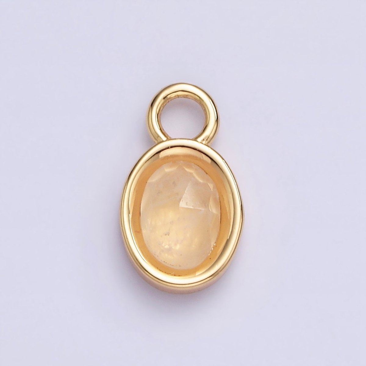 16K Gold Filled Oval Multifaceted Natural Gemstone Personalized Add-On Charm | AC1479 - AC1491 - DLUXCA