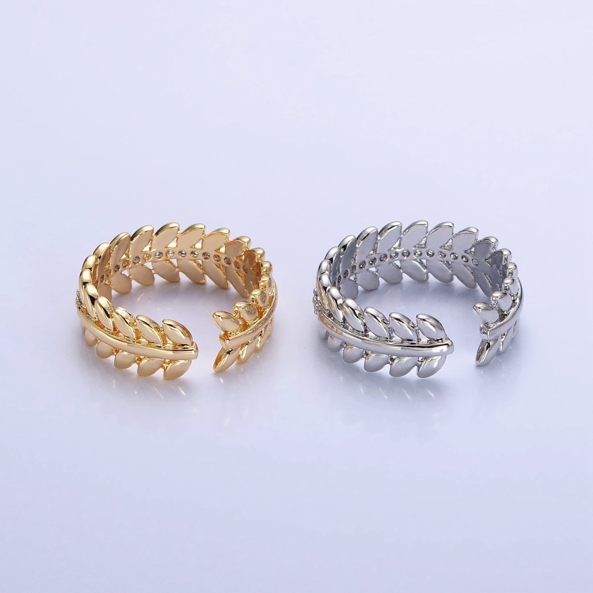 16K Gold Filled Paddy Wheat Band Statement Ring in Gold & Silver | O-1966 O-1967 - DLUXCA