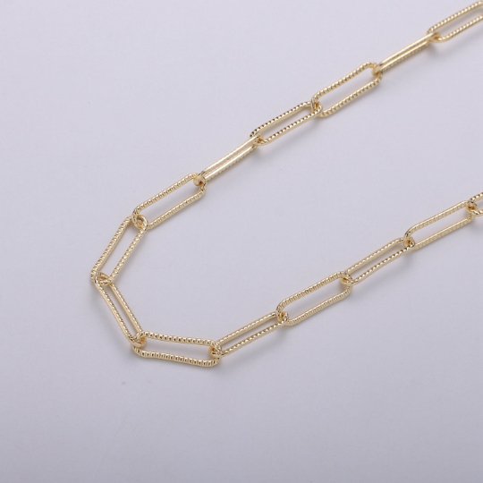 16K Gold Filled PAPER CLIP Chain for Necklace Bracelet Anklet Component Supply by Yard | ROLL-284 Clearance Pricing - DLUXCA