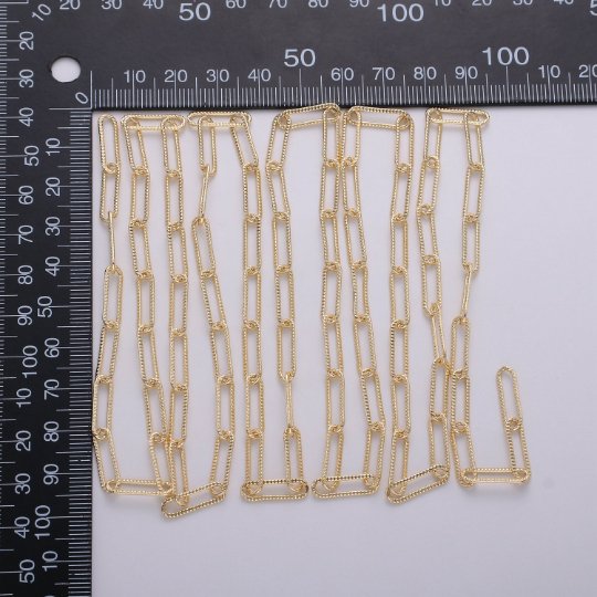 16K Gold Filled PAPER CLIP Chain for Necklace Bracelet Anklet Component Supply by Yard | ROLL-284 Clearance Pricing - DLUXCA