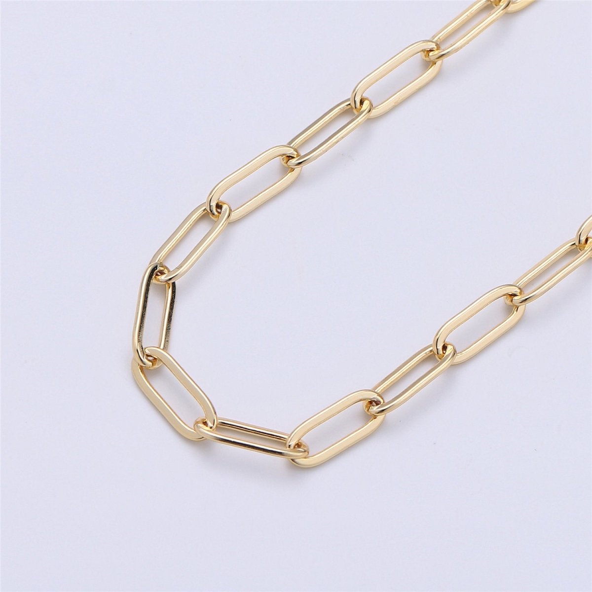 16K Gold Filled Paper Clip Chain Necklace, 2X5mm By Yard, Nickel Free, Unfinished Chain For Jewelry Component Supply | ROLL-255 Clearance Pricing - DLUXCA