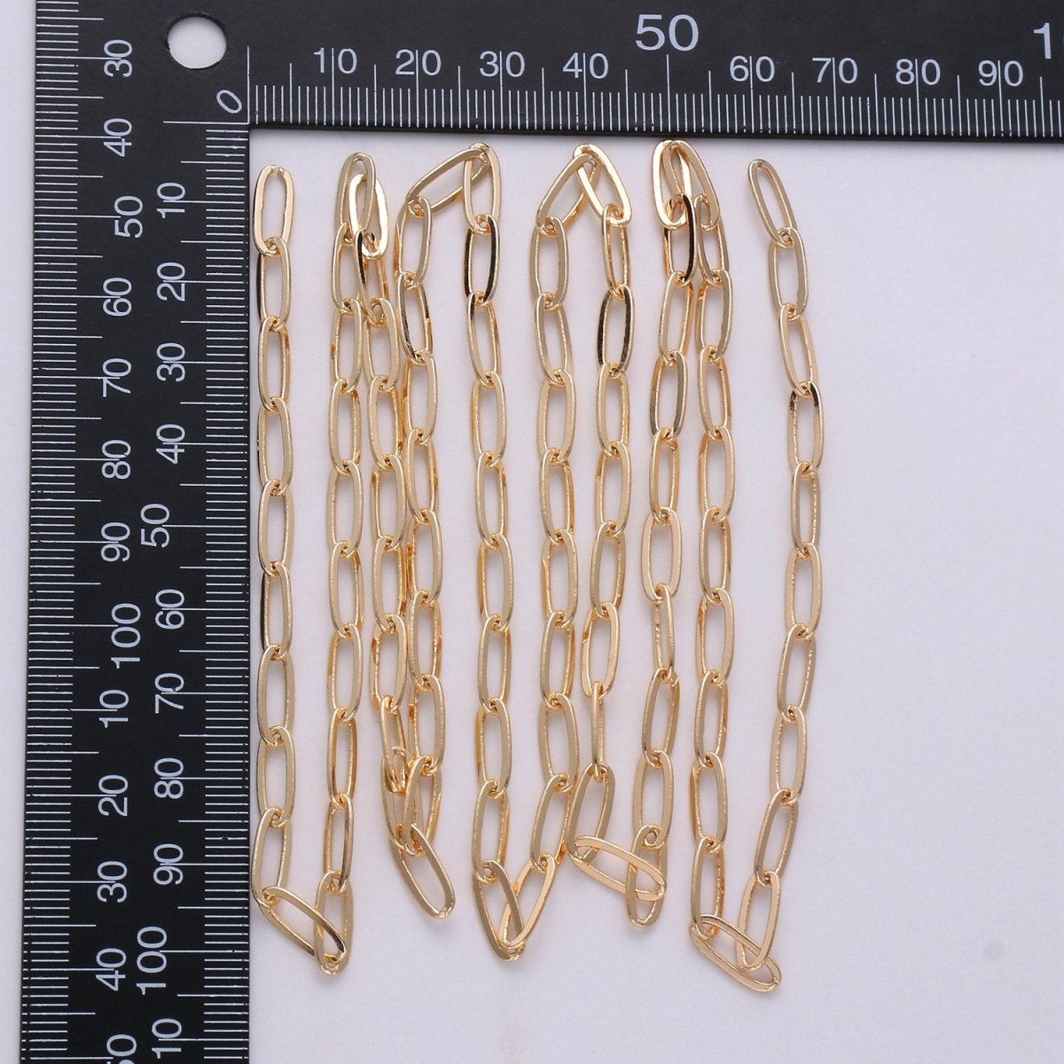 16K Gold Filled Paper Clip Chain Necklace, 9.5 X 4.5mm Oval Paper Clip Chain Sold By Yard, For Necklace Choker Bracelet Anklet Supply Component | ROLL-256 Clearance Pricing - DLUXCA