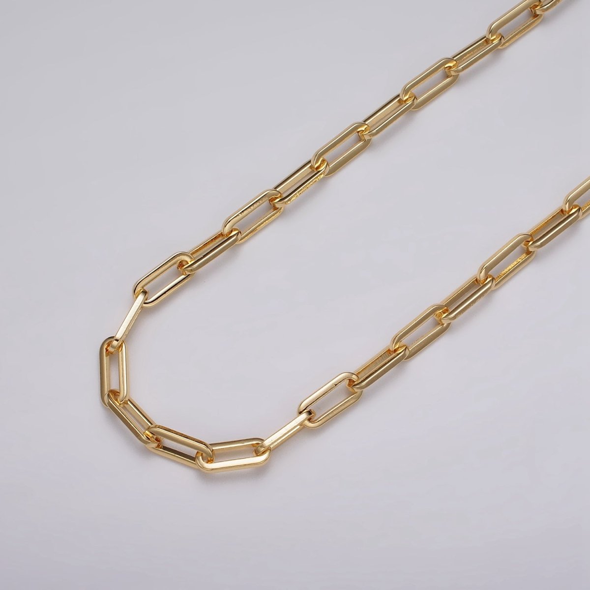 16k Gold Filled PaperClip Unfinished 5.5mm Chain Gold & Silver | ROLL-1149 ROLL-1150 Clearance Pricing - DLUXCA