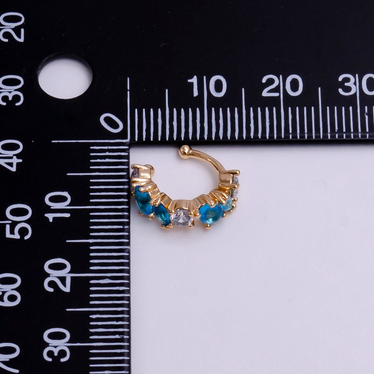 16K Gold Filled Red, Black, Green, Blue, Purple, Pink, Multicolor CZ Lined Ear Cuff Earrings | AI068 - AI074 - DLUXCA