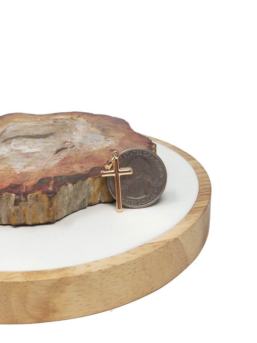 16K Gold Filled Religious Latin Cross Minimalist Christian Pendant | I095 - DLUXCA