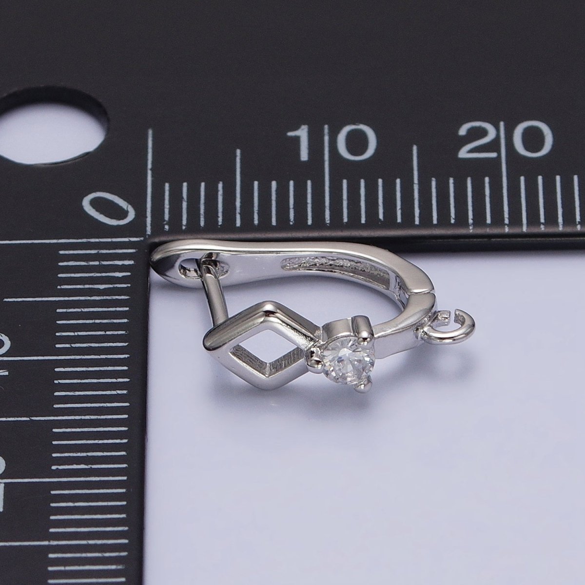 16K Gold Filled Rhombus CZ Open Loop English Lock Earrings Supply in Silver & Gold | Z-207 Z-331 - DLUXCA