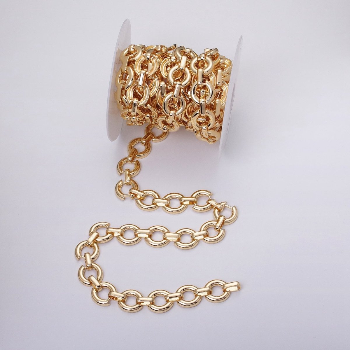 16K Gold Filled Round Cable Chain Chain, Silver Unique Chain by Yard for Jewelry Making Supply | ROLL-1317 ROLL-1318 Clearance Pricing - DLUXCA