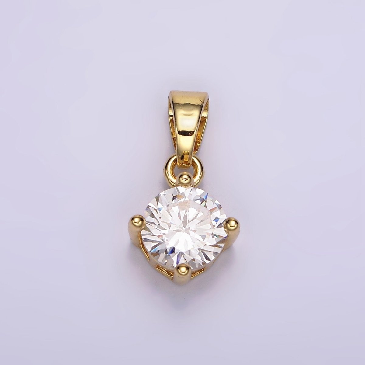 16K Gold Filled Round CZ Birthstone Personalized Solitaire Pendant | N1924 - N1935 - DLUXCA