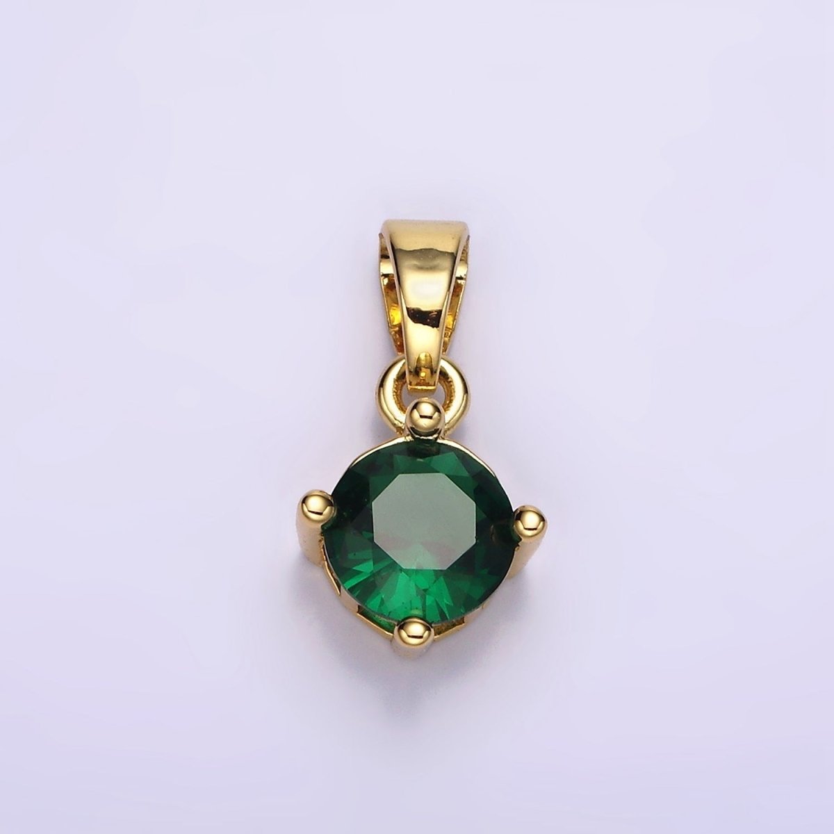 16K Gold Filled Round CZ Birthstone Personalized Solitaire Pendant | N1924 - N1935 - DLUXCA