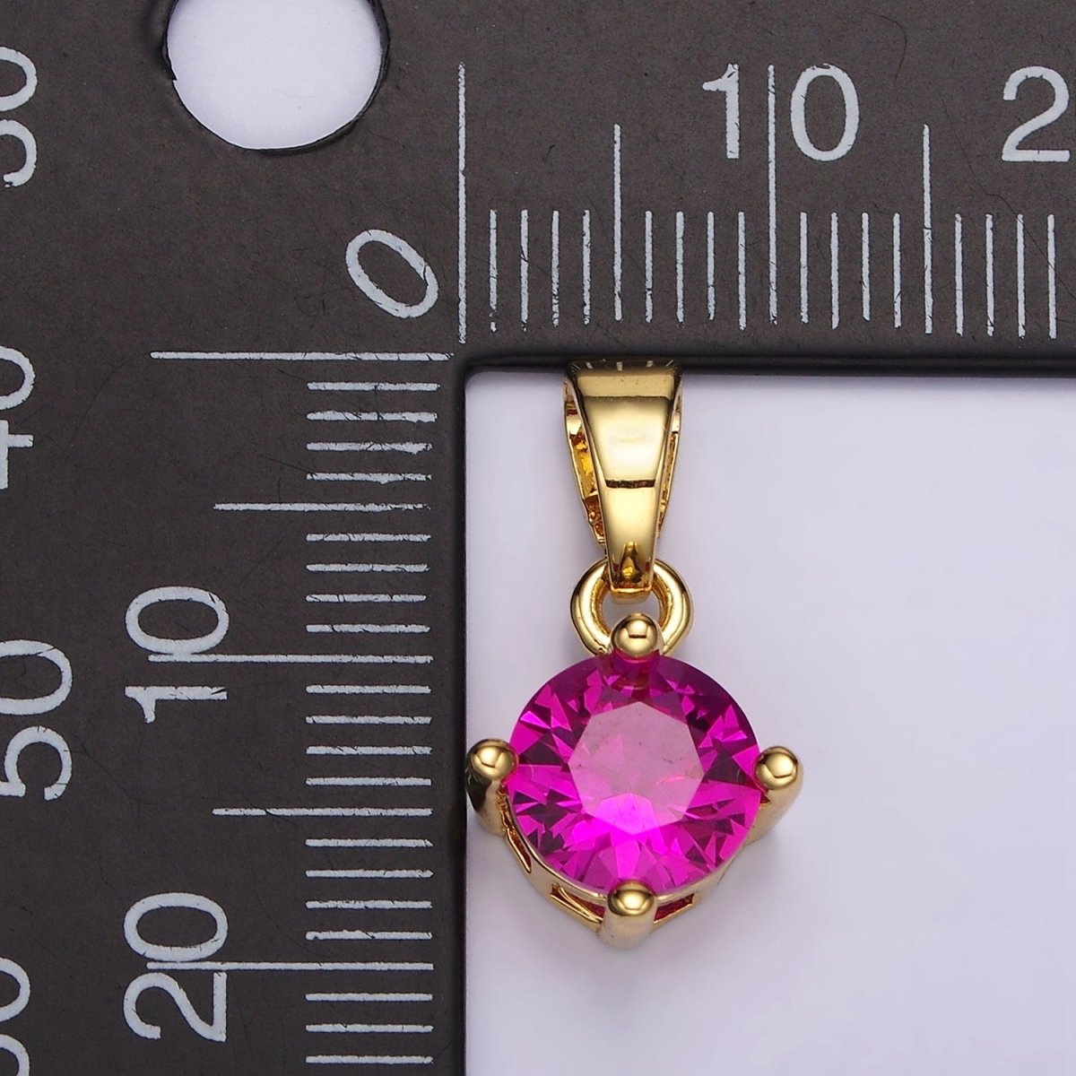 16K Gold Filled Round CZ Birthstone Personalized Solitaire Pendant | N1924 - N1935 - DLUXCA