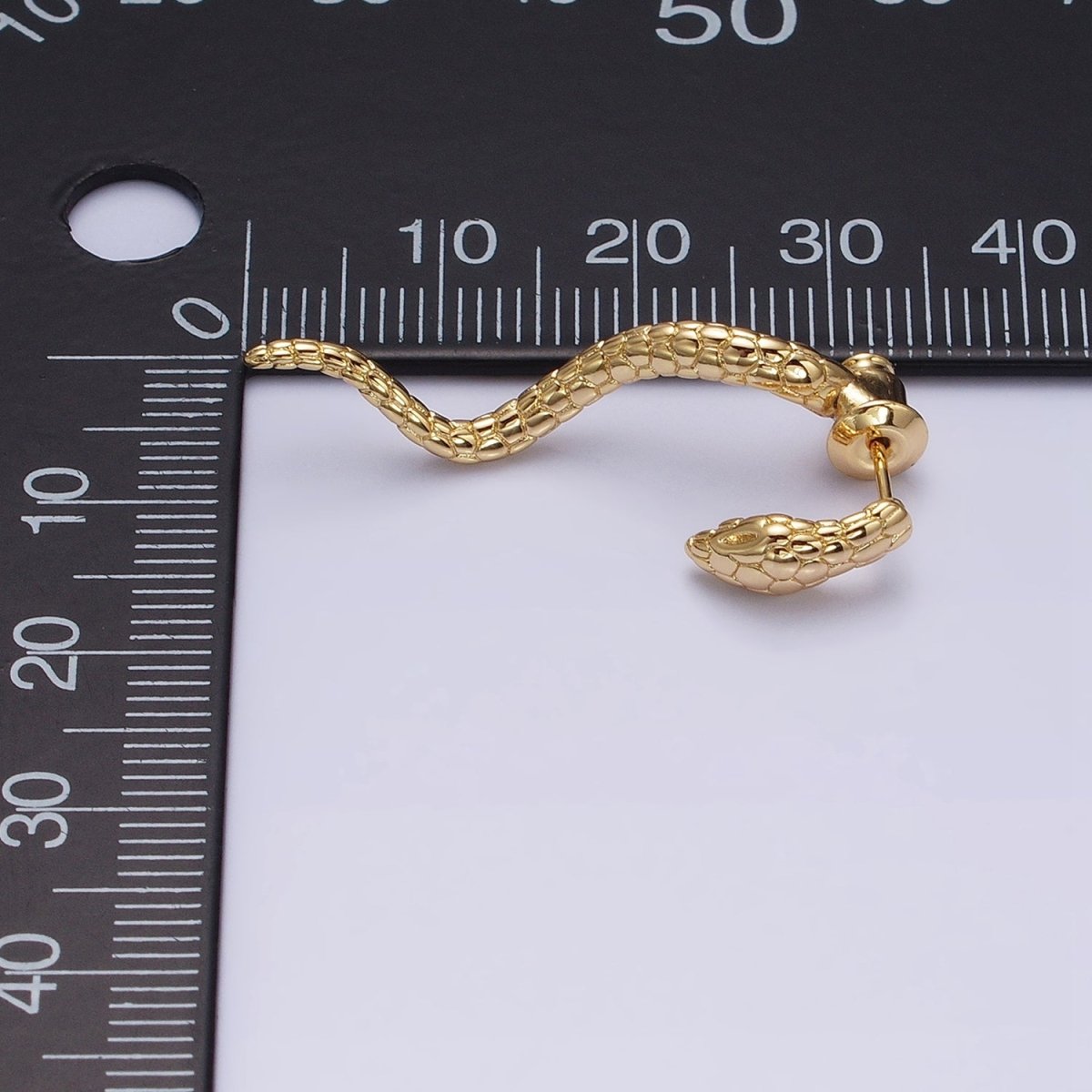 16K Gold Filled Snake Serpent Textured Wavy Drop Stud Earrings in Gold & Silver | AD1476 AD1477 - DLUXCA