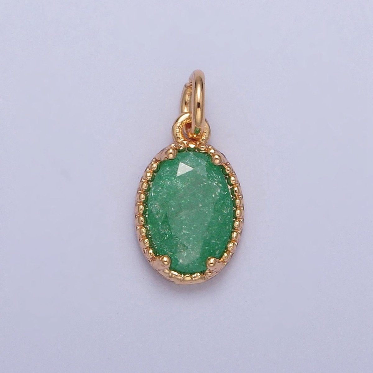 16K Gold Filled Sparkly Pastel Oval Cubic Zirconia Charm Jewelry Making Component | X-273-X-276 - DLUXCA