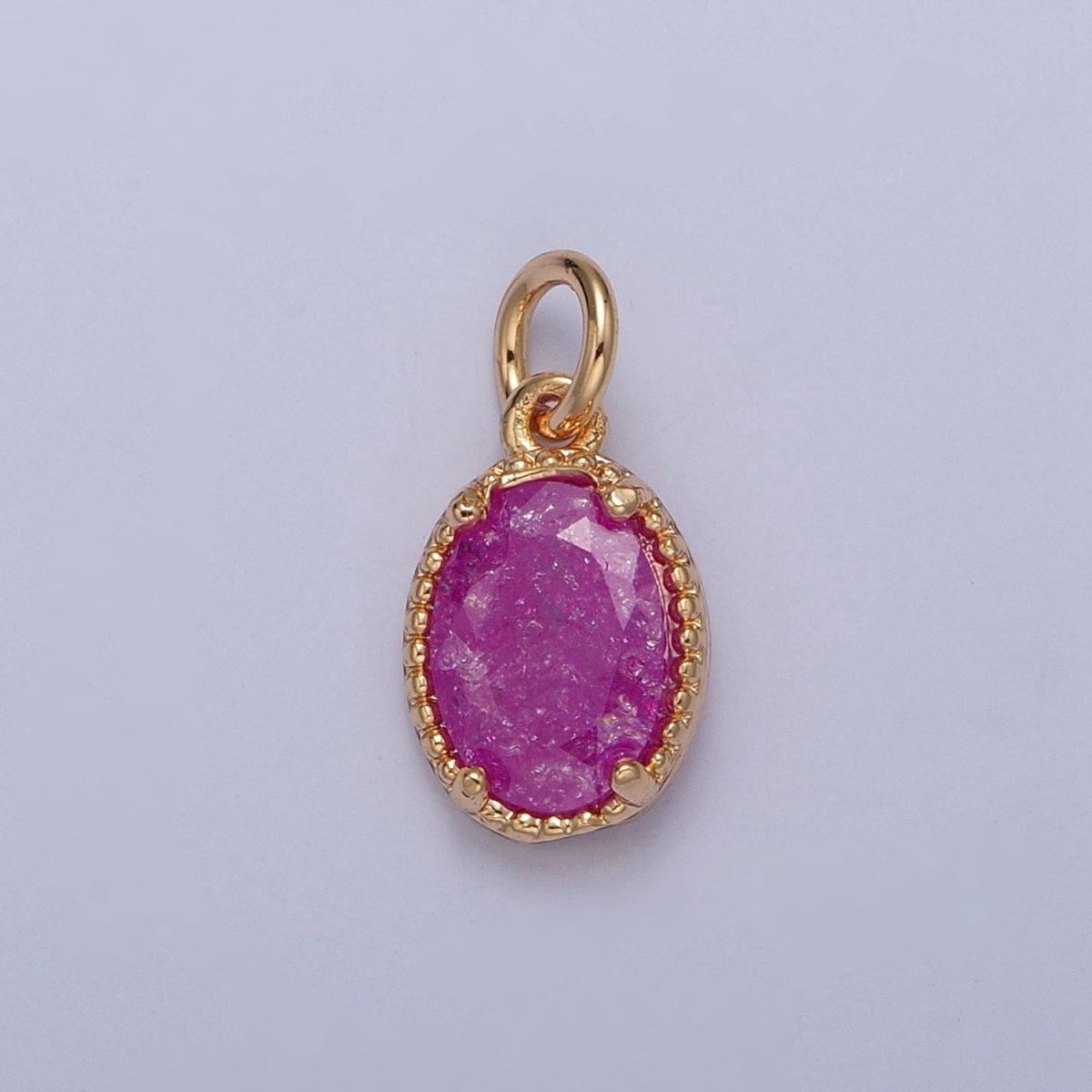 16K Gold Filled Sparkly Pastel Oval Cubic Zirconia Charm Jewelry Making Component | X-273-X-276 - DLUXCA