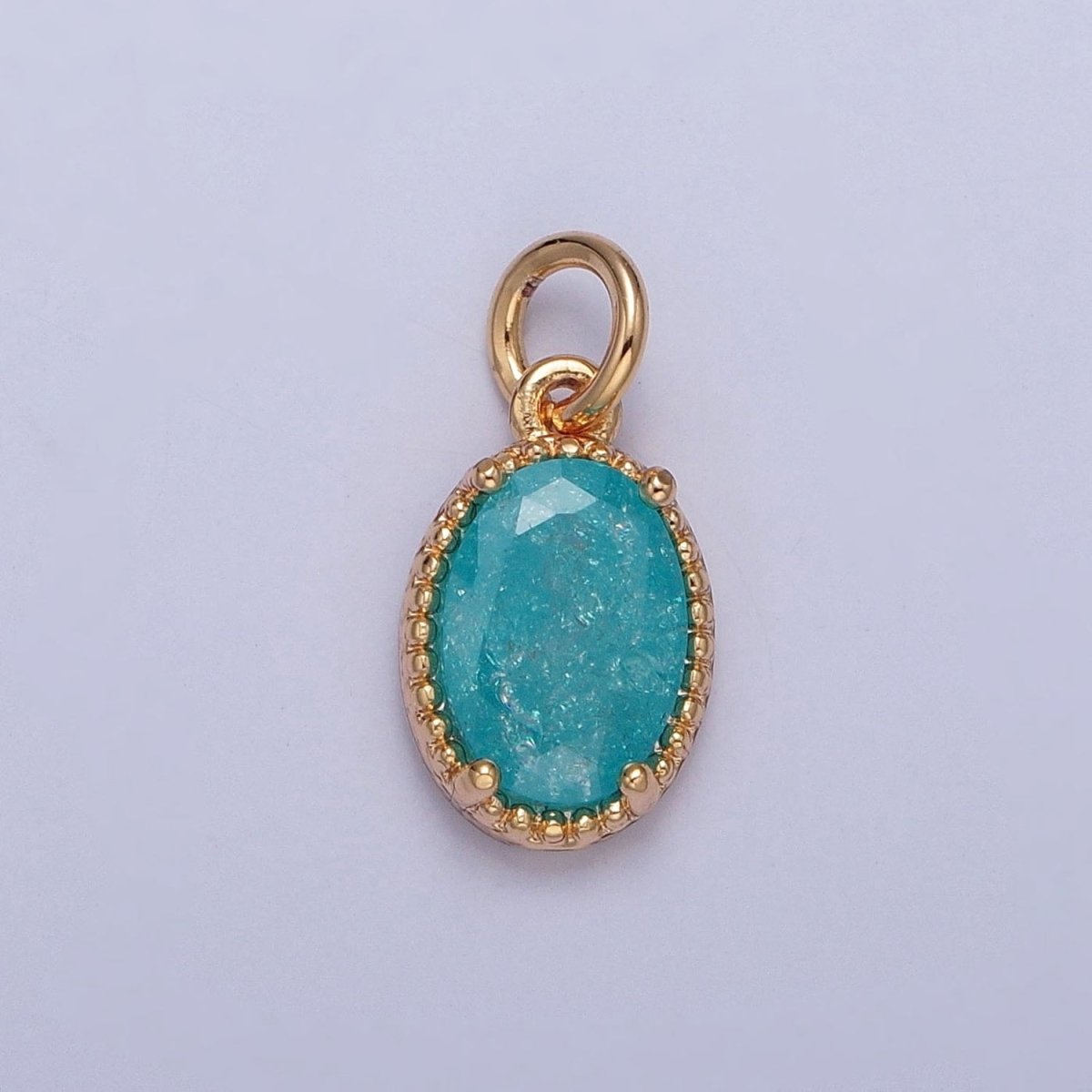 16K Gold Filled Sparkly Pastel Oval Cubic Zirconia Charm Jewelry Making Component | X-273-X-276 - DLUXCA