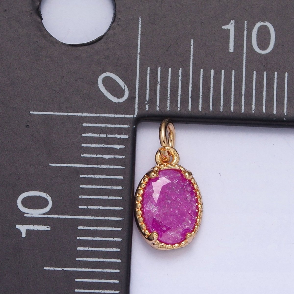16K Gold Filled Sparkly Pastel Oval Cubic Zirconia Charm Jewelry Making Component | X-273-X-276 - DLUXCA