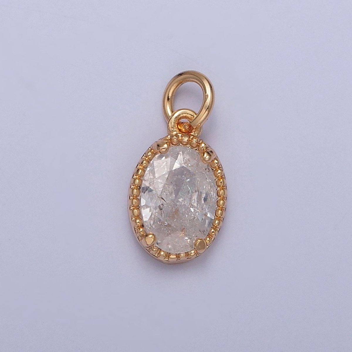 16K Gold Filled Sparkly Pastel Oval Cubic Zirconia Charm Jewelry Making Component | X-273-X-276 - DLUXCA