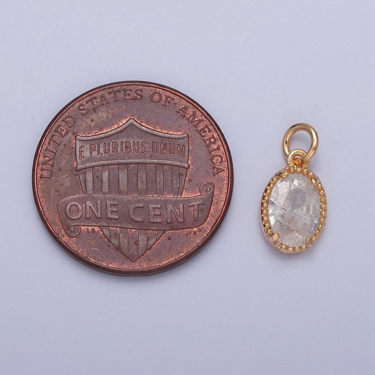 16K Gold Filled Sparkly Pastel Oval Cubic Zirconia Charm Jewelry Making Component | X-273-X-276 - DLUXCA