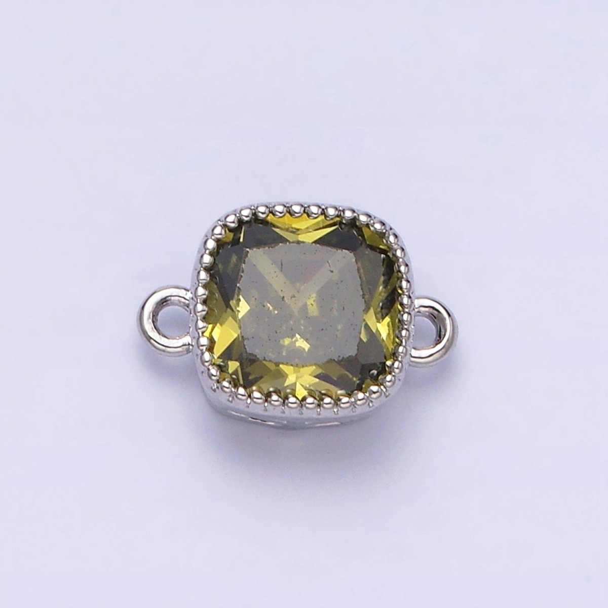 16K Gold Filled Square Clear, Pink, Red, Purple, Green, Peach CZ Connector in God & Silver | AA1043 - AA1054 - DLUXCA