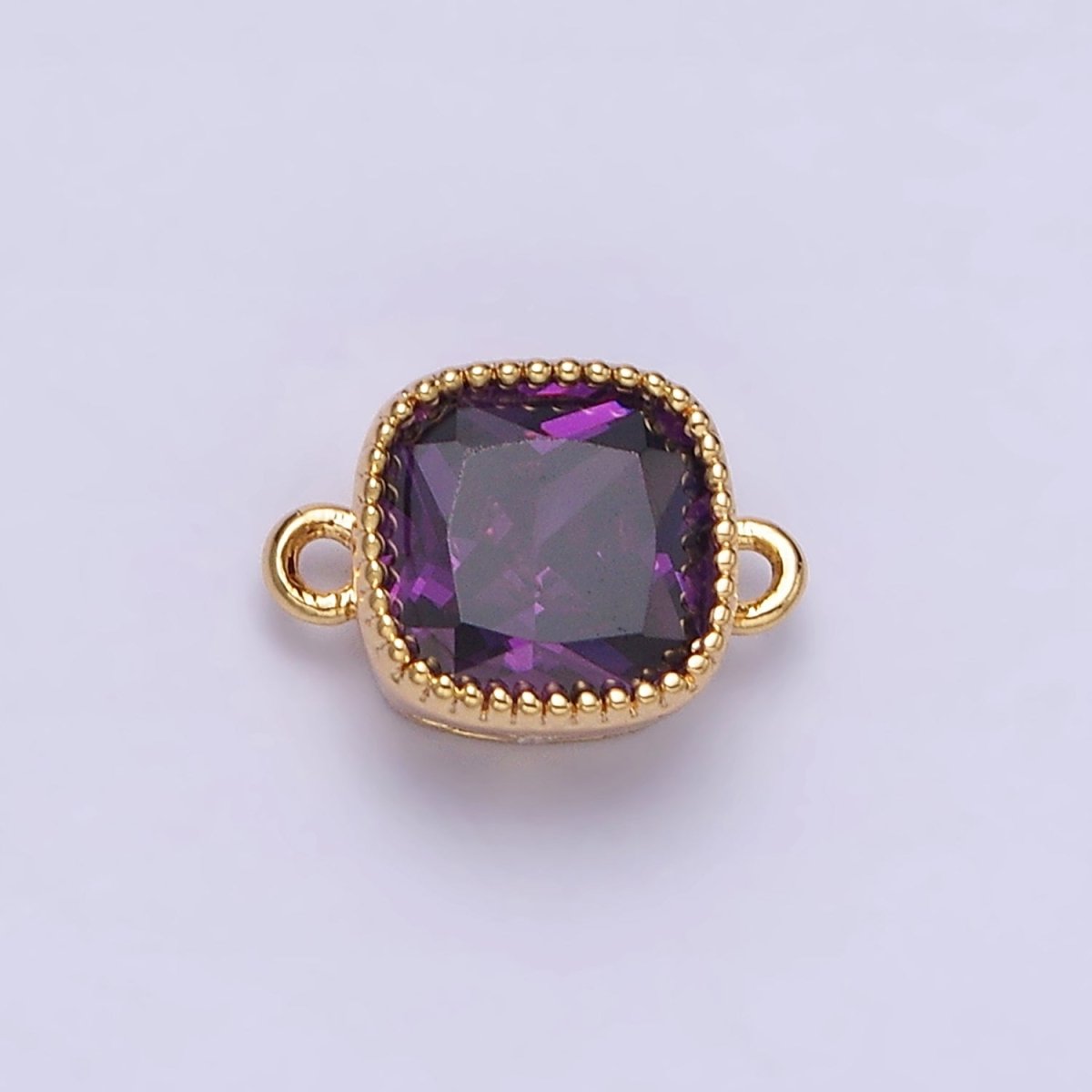 16K Gold Filled Square Clear, Pink, Red, Purple, Green, Peach CZ Connector in God & Silver | AA1043 - AA1054 - DLUXCA