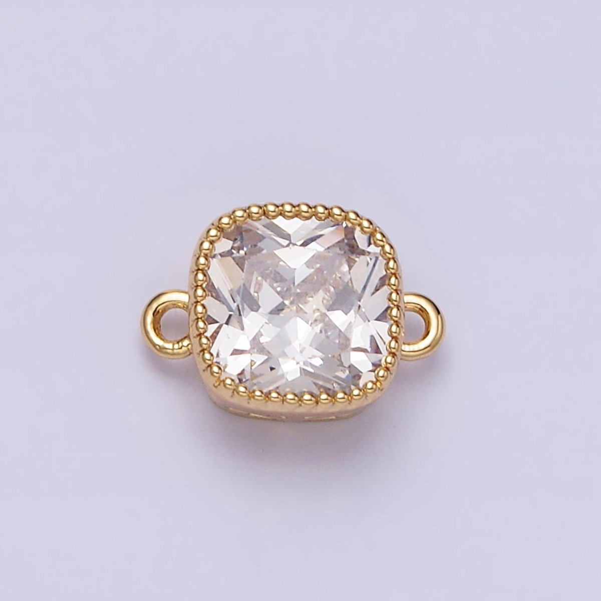 16K Gold Filled Square Clear, Pink, Red, Purple, Green, Peach CZ Connector in God & Silver | AA1043 - AA1054 - DLUXCA