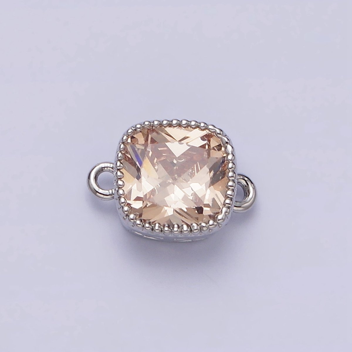 16K Gold Filled Square Clear, Pink, Red, Purple, Green, Peach CZ Connector in God & Silver | AA1043 - AA1054 - DLUXCA