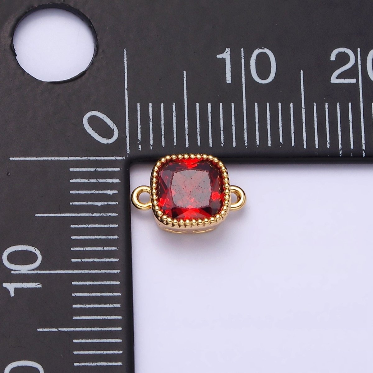 16K Gold Filled Square Clear, Pink, Red, Purple, Green, Peach CZ Connector in God & Silver | AA1043 - AA1054 - DLUXCA