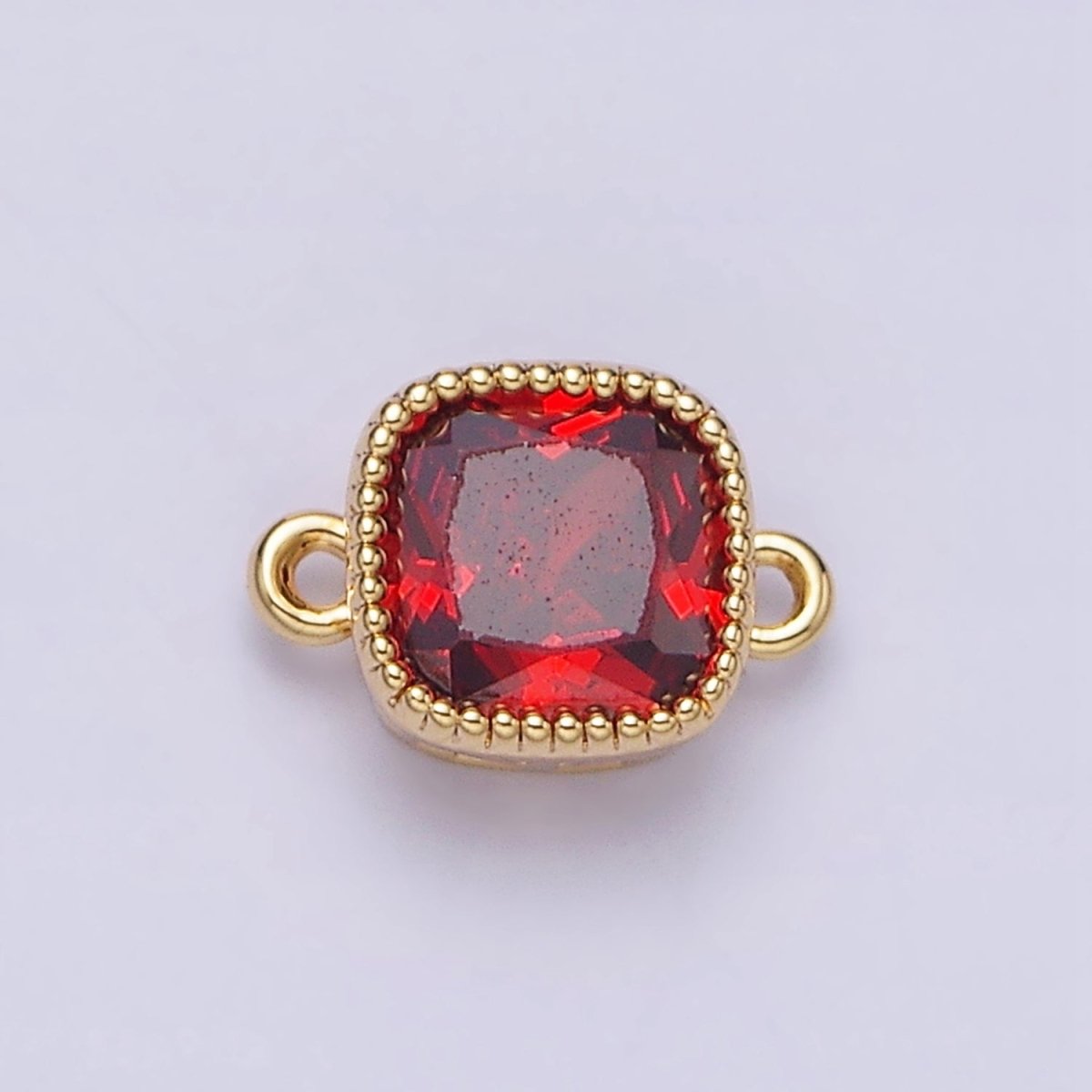 16K Gold Filled Square Clear, Pink, Red, Purple, Green, Peach CZ Connector in God & Silver | AA1043 - AA1054 - DLUXCA