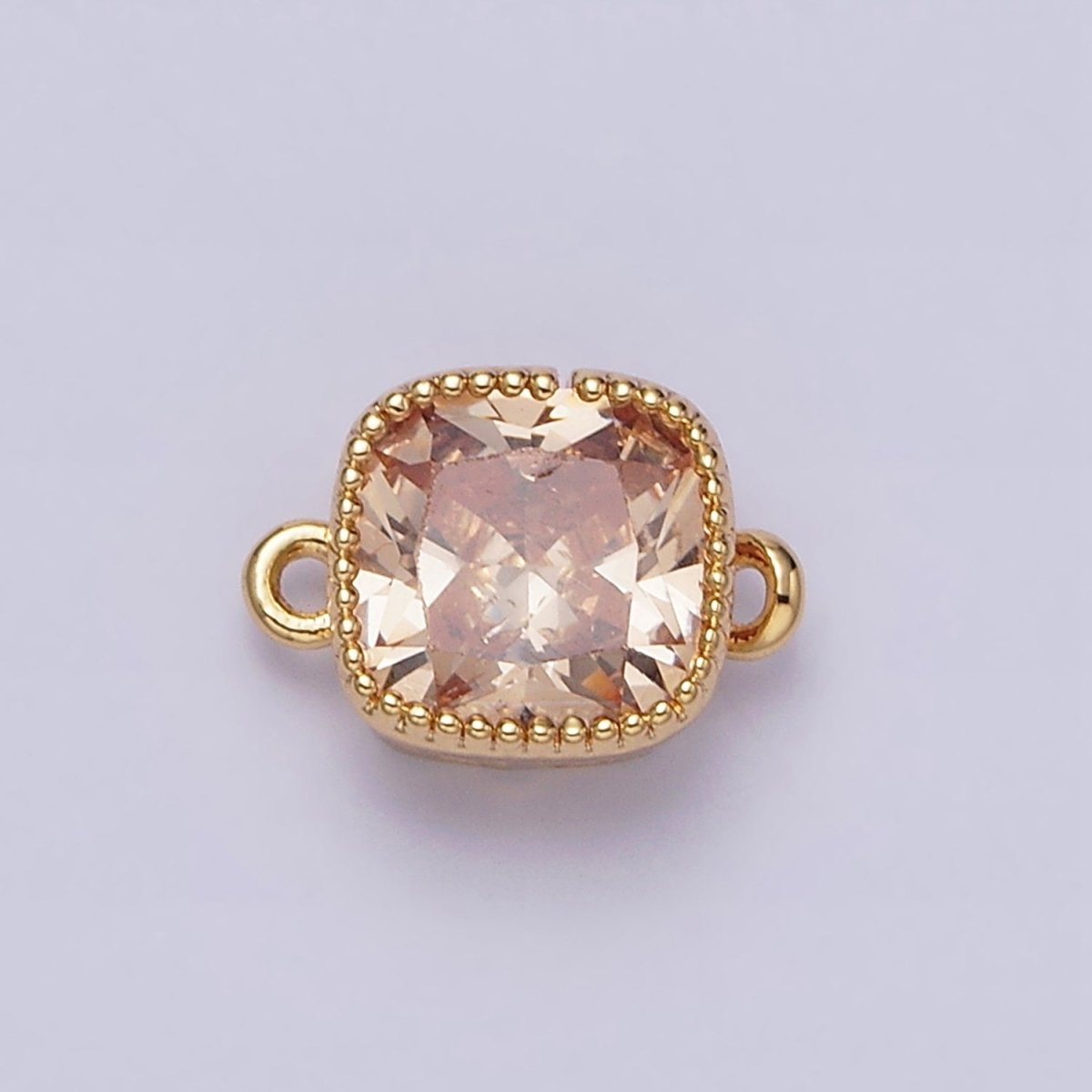 16K Gold Filled Square Clear, Pink, Red, Purple, Green, Peach CZ Connector in God & Silver | AA1043 - AA1054 - DLUXCA
