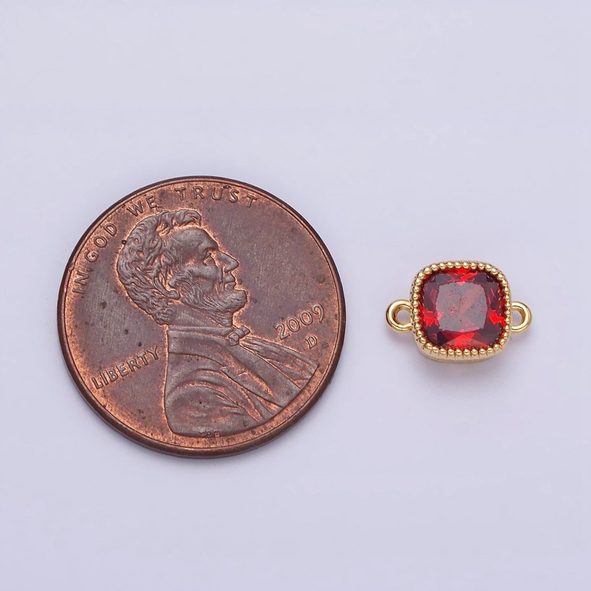 16K Gold Filled Square Clear, Pink, Red, Purple, Green, Peach CZ Connector in God & Silver | AA1043 - AA1054 - DLUXCA