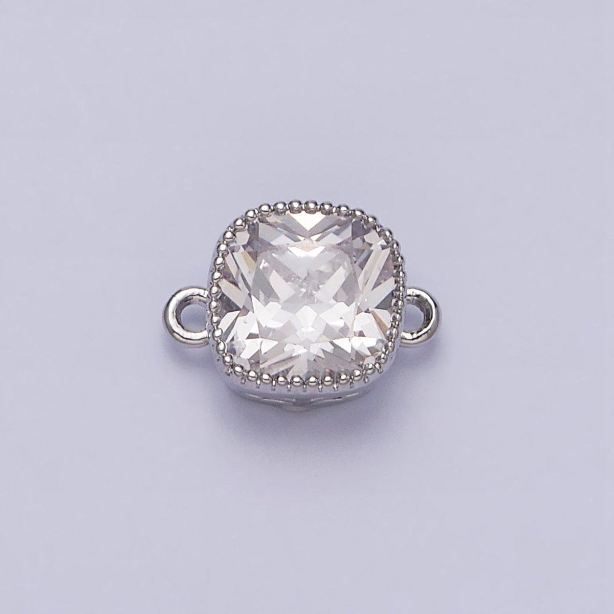 16K Gold Filled Square Clear, Pink, Red, Purple, Green, Peach CZ Connector in God & Silver | AA1043 - AA1054 - DLUXCA