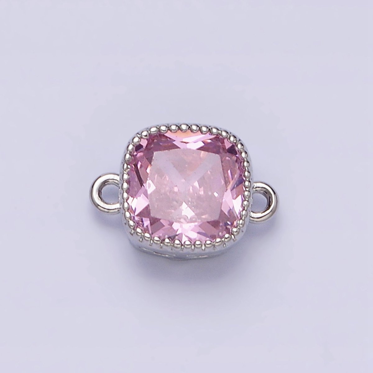 16K Gold Filled Square Clear, Pink, Red, Purple, Green, Peach CZ Connector in God & Silver | AA1043 - AA1054 - DLUXCA