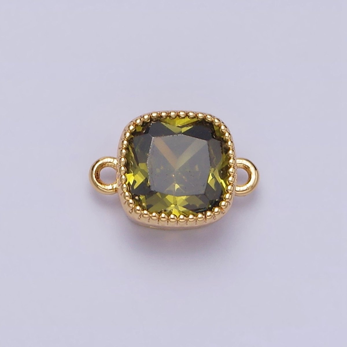 16K Gold Filled Square Clear, Pink, Red, Purple, Green, Peach CZ Connector in God & Silver | AA1043 - AA1054 - DLUXCA
