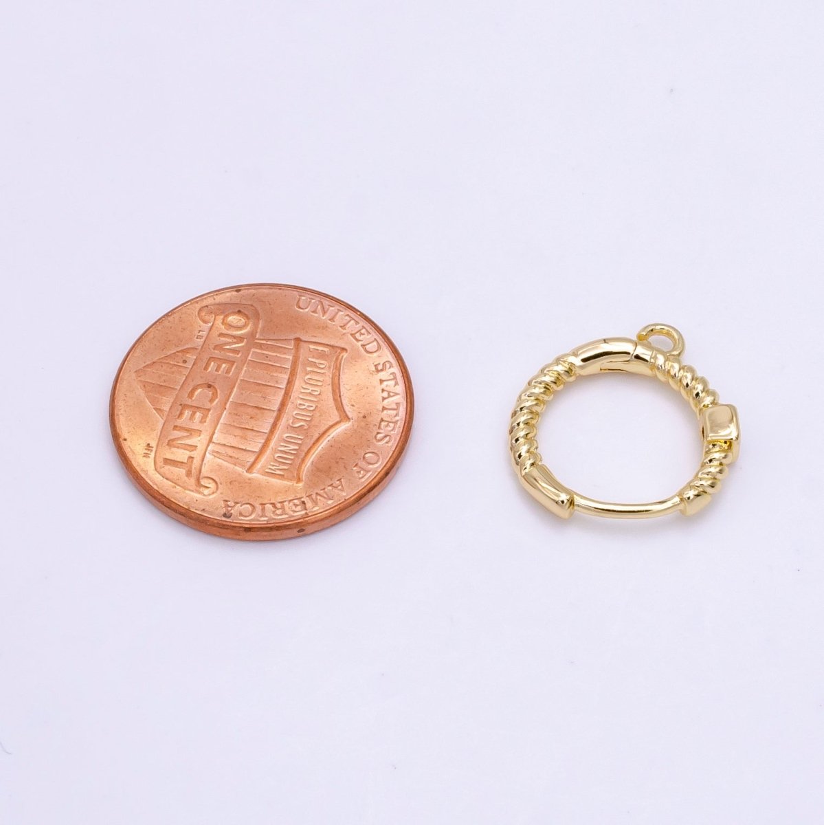 16K Gold Filled Square CZ Twisted Croissant Open Loop Huggie Earrings Supply in Gold & Silver | L810 L929 - DLUXCA