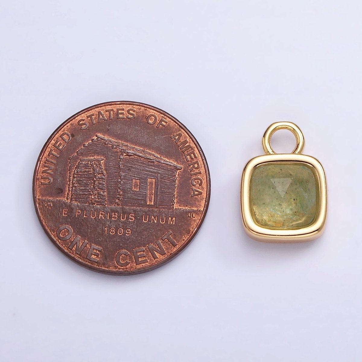 16K Gold Filled Square Multifaceted Natural Gemstone Personalized Add-On Charm | AC1466 - AC1478 - DLUXCA